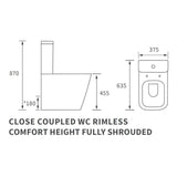 Aquarius Bathrooms Close Coupled Toilet Aquarius Laura Rimless Close Coupled Open Back Comfort Height Toilet with Soft Close Seat