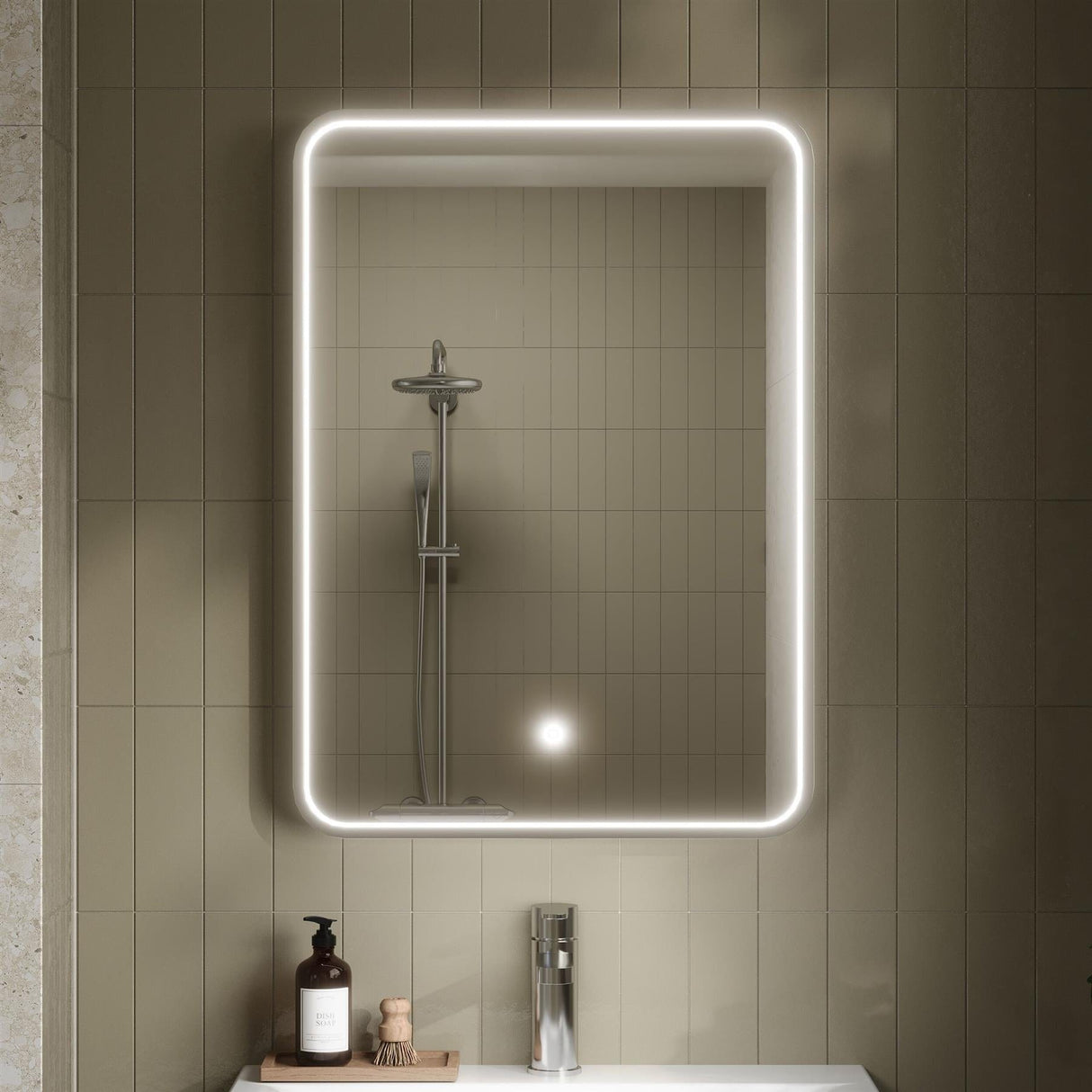 Aquarius Bathrooms Illuminated Mirror Aquarius Lumine Inset Framed LED Touch Sensor Rectangular Mirror - 700 x 500mm