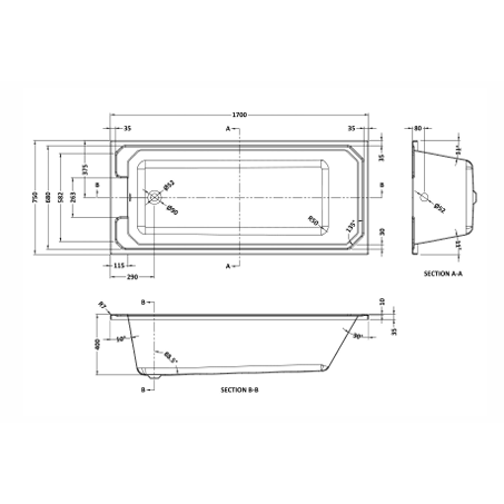 Aquarius Clarice Traditional Art Deco Single Ended Bath