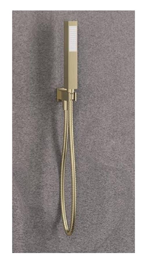Aquarius Bathrooms Shower Kit Aquarius Modern Square Wall Mounted Shower Kit with Outlet and Hose Brushed Brass AQ6010264445