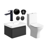 Aquarius Vanity Unit Matt Black / Matt Black Aquarius Sophie 605mm Vanity Unit and WC Set with Finishes