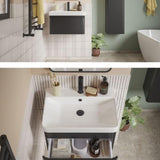 Aquarius Wall Mounted Vanity Unit 500mm / Matt Black Aquarius Sophie Vanity Unit with 1 Taphole Basin