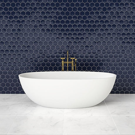 Aquarius Bathrooms Freestanding Bath Aquarius Iseo Freestanding Stone Bath in Gloss White 1600mm