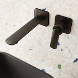 Aquarius Bathrooms Wall Mounted Basin Tap Matt Black Aquarius  Huck Wall Mounted 2 Hole Basin Mixer Tap