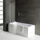 Aquarius Bathrooms Shower Bath Left Handed Aquarius Splash 1700mm x 700mm P-Shape Shower Bath, Screen And Front Panel Set