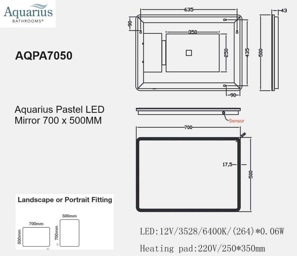 Aquarius Pastel LED Illuminated Mirror