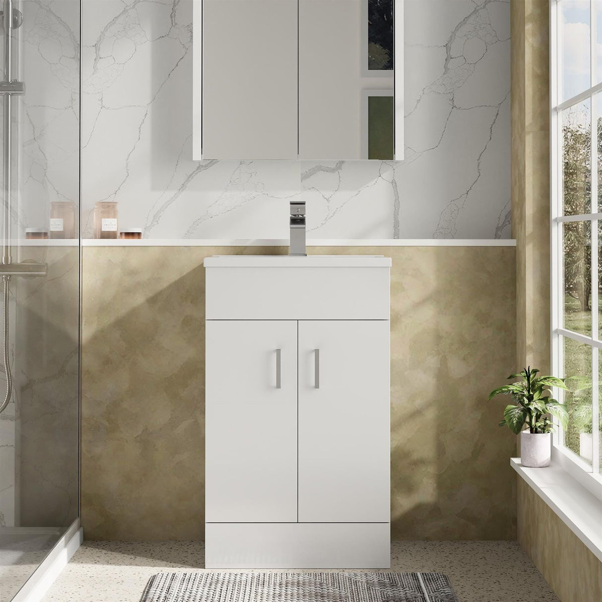 Aquarius Floor Standing Vanity Unit 500mm Aquarius Adelaide Floor Standing Vanity Unit with 1 Tap Hole Ceramic Basin