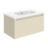 Aquarius Bathrooms Wall Mounted Vanity Unit Matt Cotton Aquarius Contour 815mm Wall Mounted One Drawer Vanity Unit with Basin
