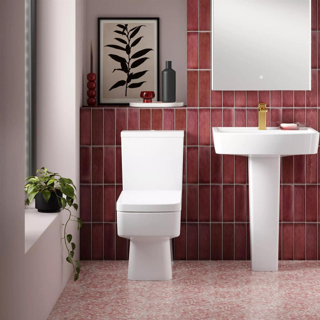 Aquarius Bathrooms Close Coupled Toilet Aquarius Squared Close Coupled Toilet with Soft Close Seat