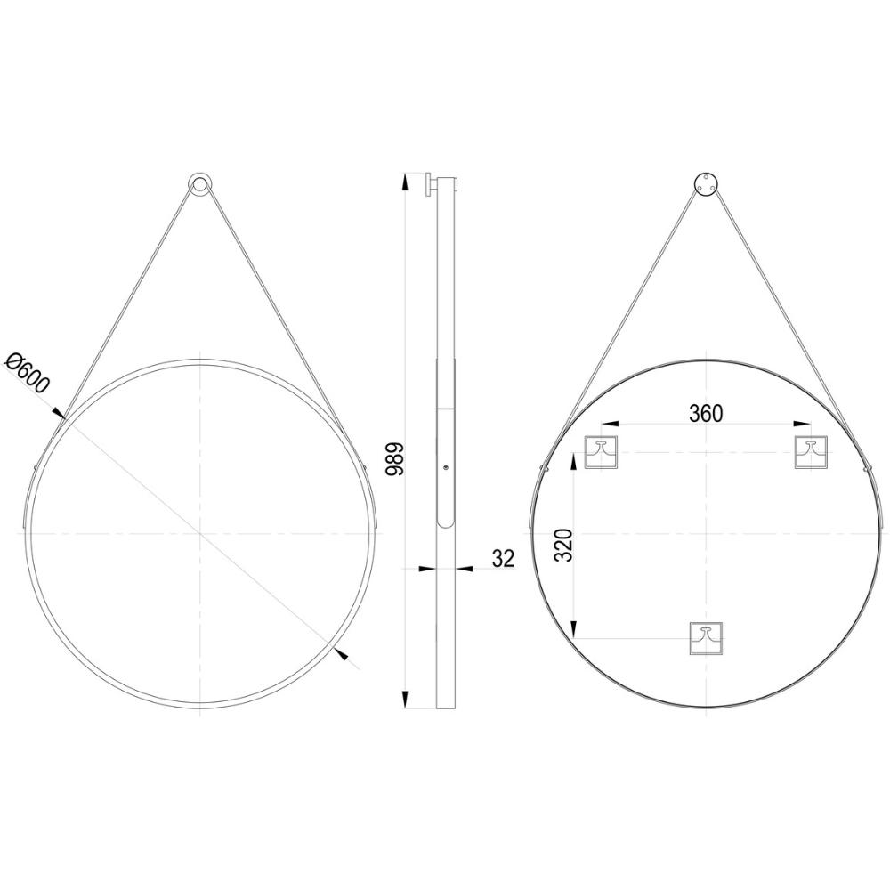 Aquarius Bathrooms Standard Mirror Aquarius Orbit Hanging Mirror with Black Strap