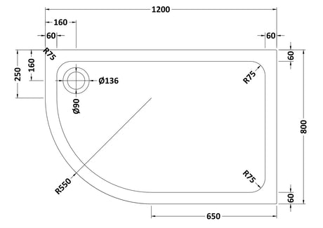 Aquarius Bathrooms Quadrant Shower Tray Aquarius Urbano Offset Quadrant 45mm Stone Resin Shower Tray in Slate Grey