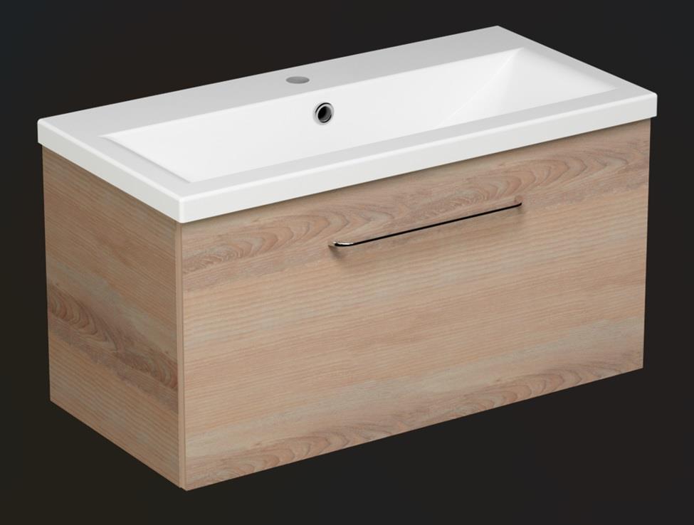 Aquarius Vault Single Drawer Vanity Unit and 1TH Basin Light Oak