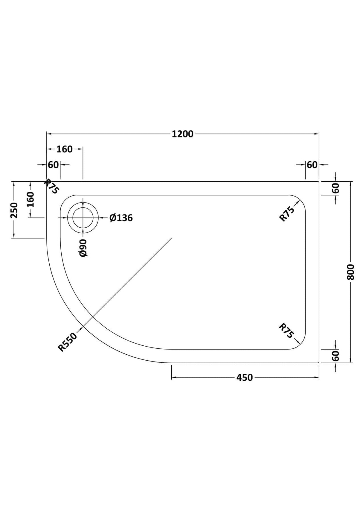 Aquarius Bathrooms Quadrant Shower Tray Aquarius Urbano Offset Quadrant 45mm Stone Resin Shower Tray in White