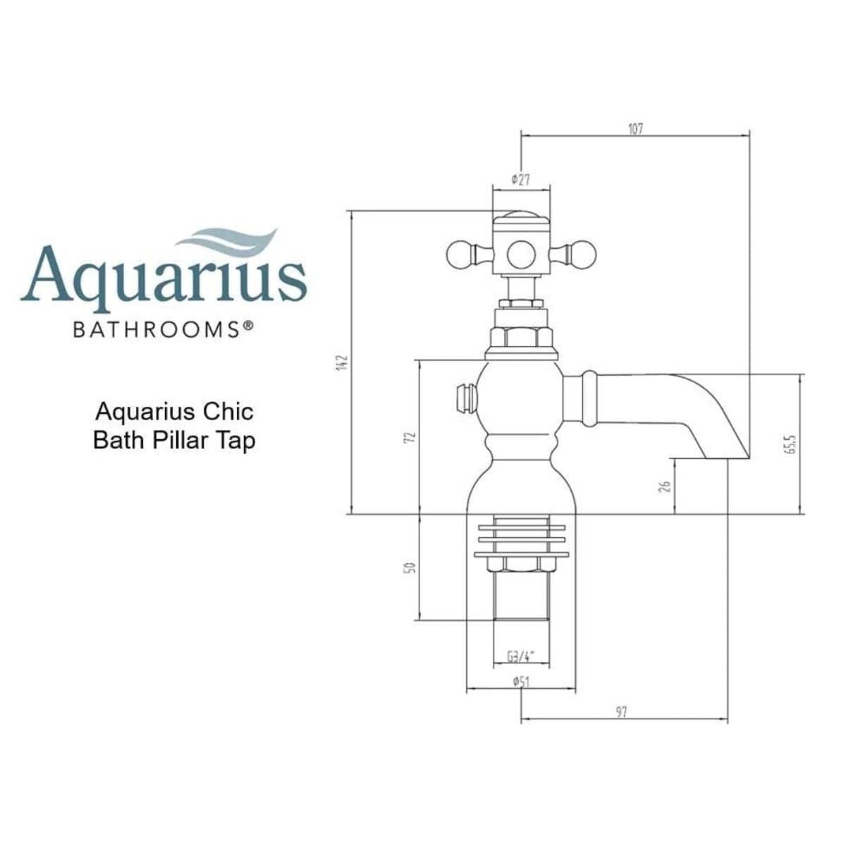 Aquarius Bathrooms Pillar Bath Tap Aquarius Chic Bath Pillar Taps (Pair)