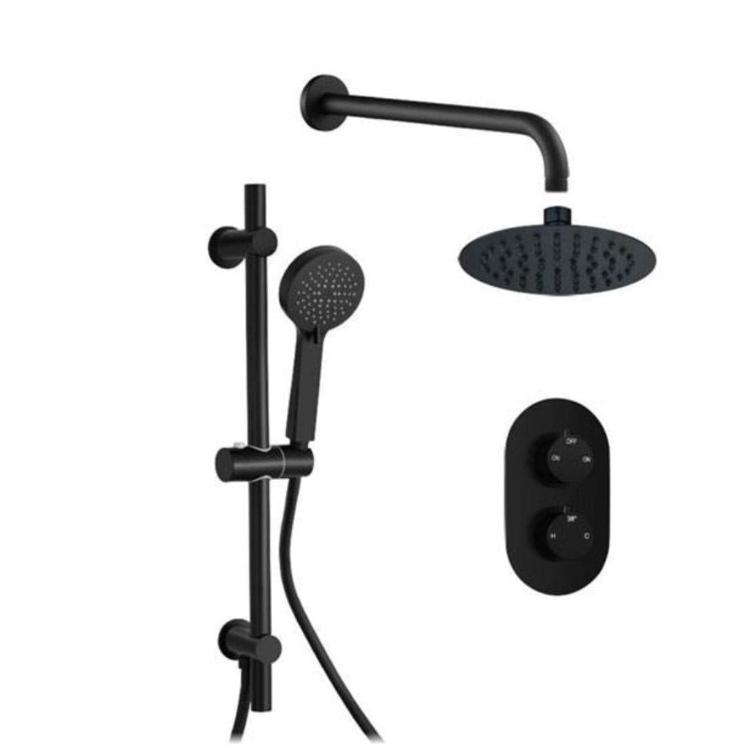 Aquarius Bathrooms Concealed Shower Set Black Aquarius Modern Round Shower Bundle With Riser