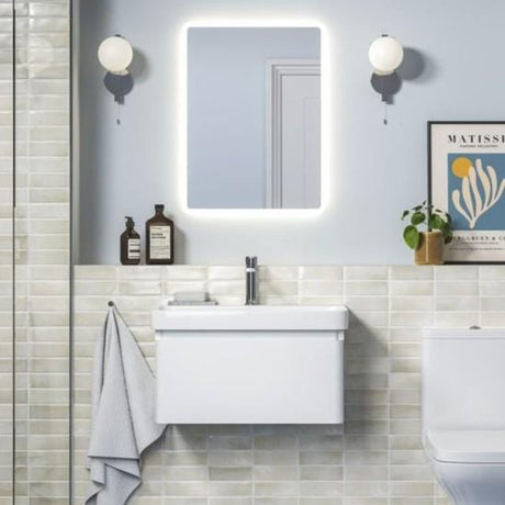 Aquarius Bathrooms Wall Mounted Vanity Unit 605mm / Matt White Aquarius Sophie Wall Hung One Drawer Vanity Unit with 1 Tap Hole Basin