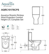 Aquarius Bathrooms Close Coupled Toilet Aquarius Ricardo Rimless Short Projection Comfort Height C/C Complete Set AQRC10176CPS