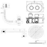 Aquarius Bathrooms Concealed Shower Set Aquarius RainLux Round 2 Outlet Overflow Filler Shower Bundle