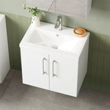 Aquarius Wall Mounted Vanity Unit Aquarius Brisbane 600mm Wall Hung 2 Door Vanity Unit with 1 Tap Hole Mid Edge Basin