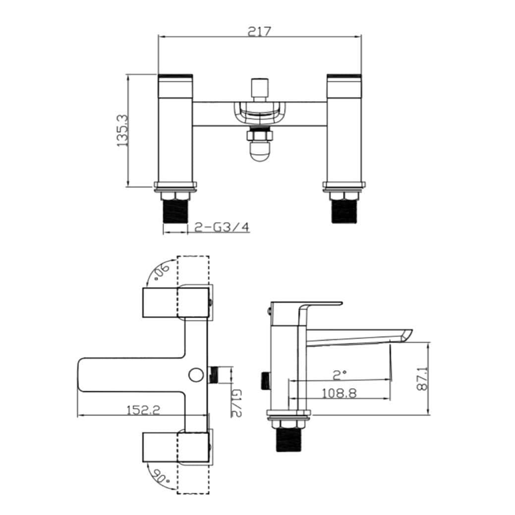 Aquarius Hydro Complete Bath Brassware Pack with Basin Mixer, Bath and Shower Mixer