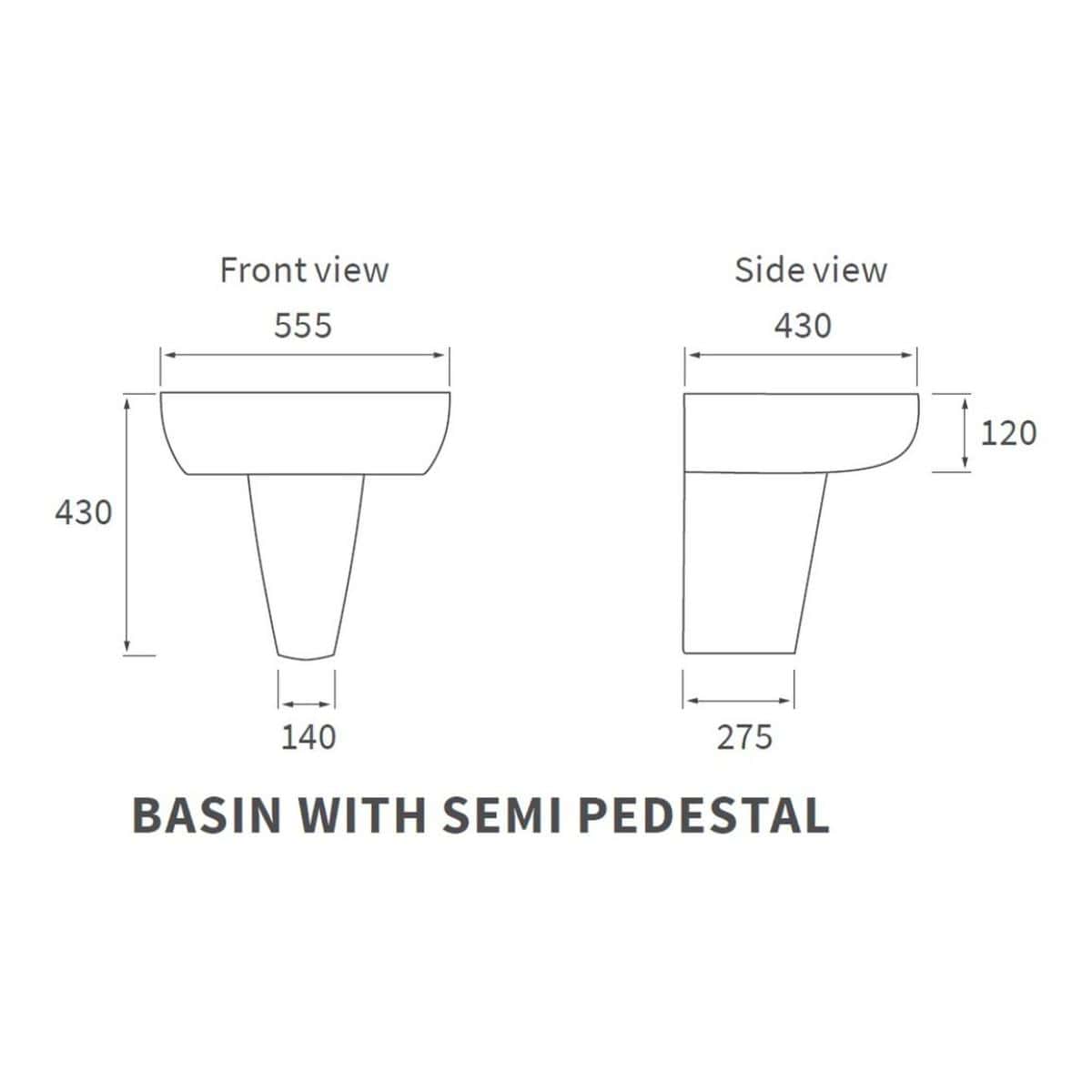 Aquarius Bathrooms Pedestal Basin Aquarius Emma 550mm 1 Tap Hole Basin with Pedestal