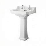Aquarius Bathrooms Pedestal Basin Aquarius Harewood Traditional 560mm 2 Tap Hole Basin with Pedestal