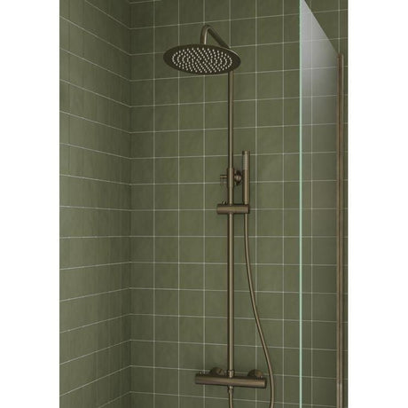 Aquarius Bathrooms Shower Set Aquarius Zanelli Round Exposed Adjustable Shower Set with Shower Head and Handset in Brushed Bronze