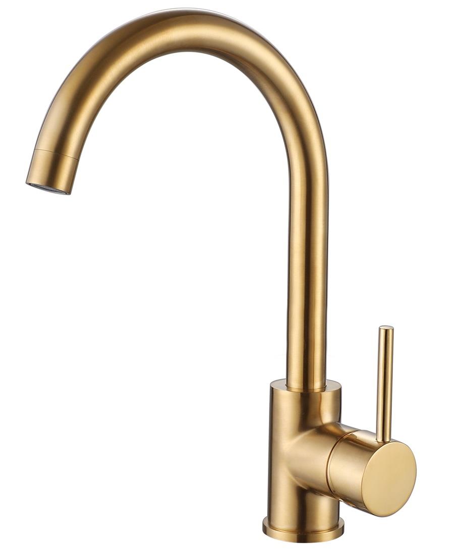 Aquarius TrueCook Series 92 Brushed Brass Single Lever Kitchen Mixer Tap AQTK092BB