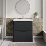 Aquarius Bathrooms Floor Standing Vanity Unit Aquarius Seren 800mm Floor Standing Two Drawer Vanity Unit with Basin