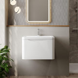 Aquarius Bathrooms Wall Mounted Vanity Unit White Aquarius Seren 600mm Wall Mounted One Drawer Vanity Unit with Basin