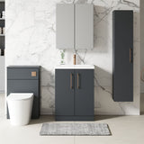 Aquarius Floor Standing Vanity Unit Soft Black Aquarius Brisbane 600mm 2 Door Floor Standing Vanity Unit with 1 Tap Hole Mid Edge Basin