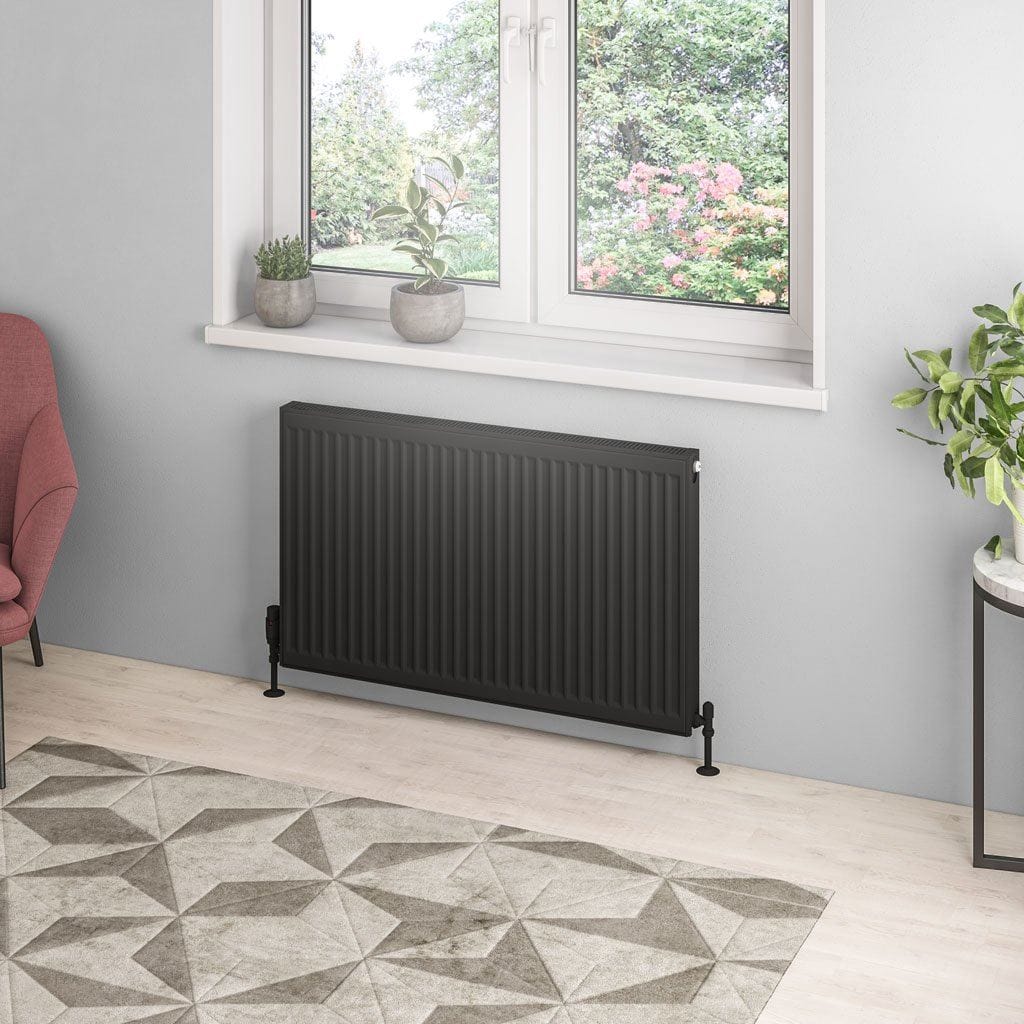 Aquarius Bathrooms Type 21 600 x 1000 Aquarius Type 21 Compact Panel Radiator In Matt Black