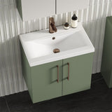 Aquarius Wall Mounted Vanity Unit Aquarius Brisbane 600mm Wall Hung 2 Door Vanity Unit with 1 Tap Hole Mid Edge Basin