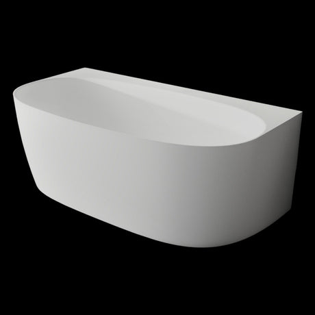 Aquarius Bathrooms Freestanding Bath Aquarius Garda Back to Wall Freestanding Stone Bath in Gloss White 1580mm