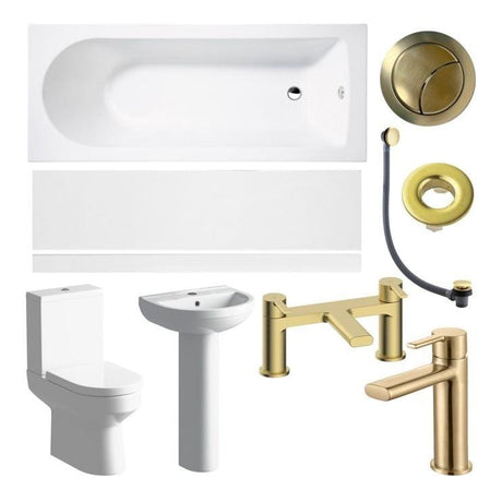 Aquarius Bathrooms Complete Bathroom Suite Brushed Brass Aquarius Urbano Complete Premium Bath Suite (with Single Ended 1700mm Bath)