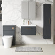 Aquarius Wall Mounted Vanity Unit Soft Black Aquarius Brisbane 600mm Wall Hung 1 Drawer Vanity Unit with 1 Tap Hole Mid Edge Basin