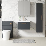 Aquarius Wall Mounted Vanity Unit Soft Black Aquarius Brisbane 600mm Wall Hung 1 Drawer Vanity Unit with 1 Tap Hole Mid Edge Basin