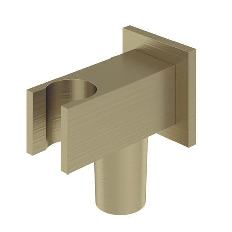 Aquarius Bathrooms Square Elbow Aquarius Modern Square Wall Elbow & Shower Handset Holder Brushed Brass AQ601045