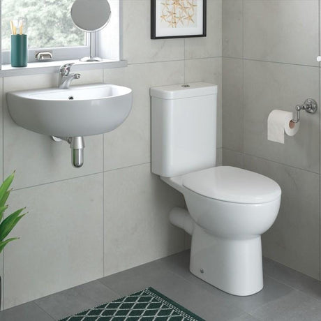 Aquarius Bathrooms Close Coupled Toilet Aquarius Willow Open Back Close Coupled Toilet with Soft Close Seat
