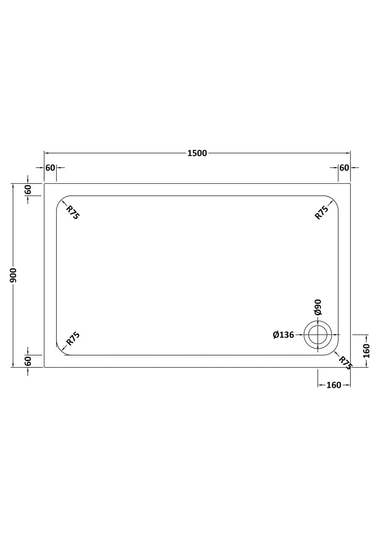 Aquarius Bathrooms Rectangle Shower Tray 1500x900mm Aquarius Urbano Rectangular 45mm Stone Resin Shower Tray in Slate Grey