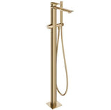 Aquarius Bathrooms Freestanding Bath Filler Brushed Brass Aquarius Varda Floor Standing Bath Shower Mixer with Shower Kit