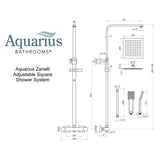 Aquarius Bathrooms Shower Set Aquarius Zanelli Square Exposed Valve Adjustable Shower Set with Shower Head and Handset in Brushed Bronze