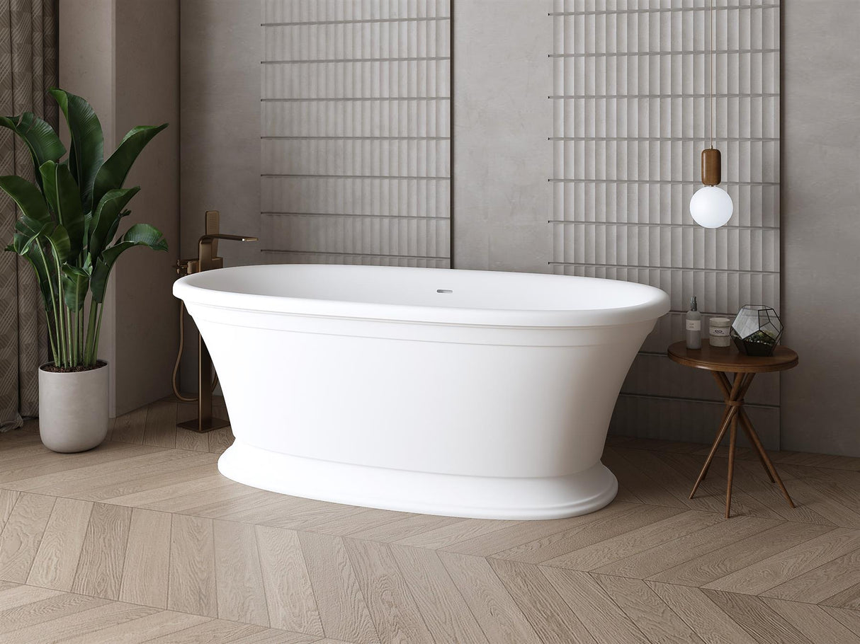 Aquarius Como Freestanding Stone Bath in Gloss White 1672mm