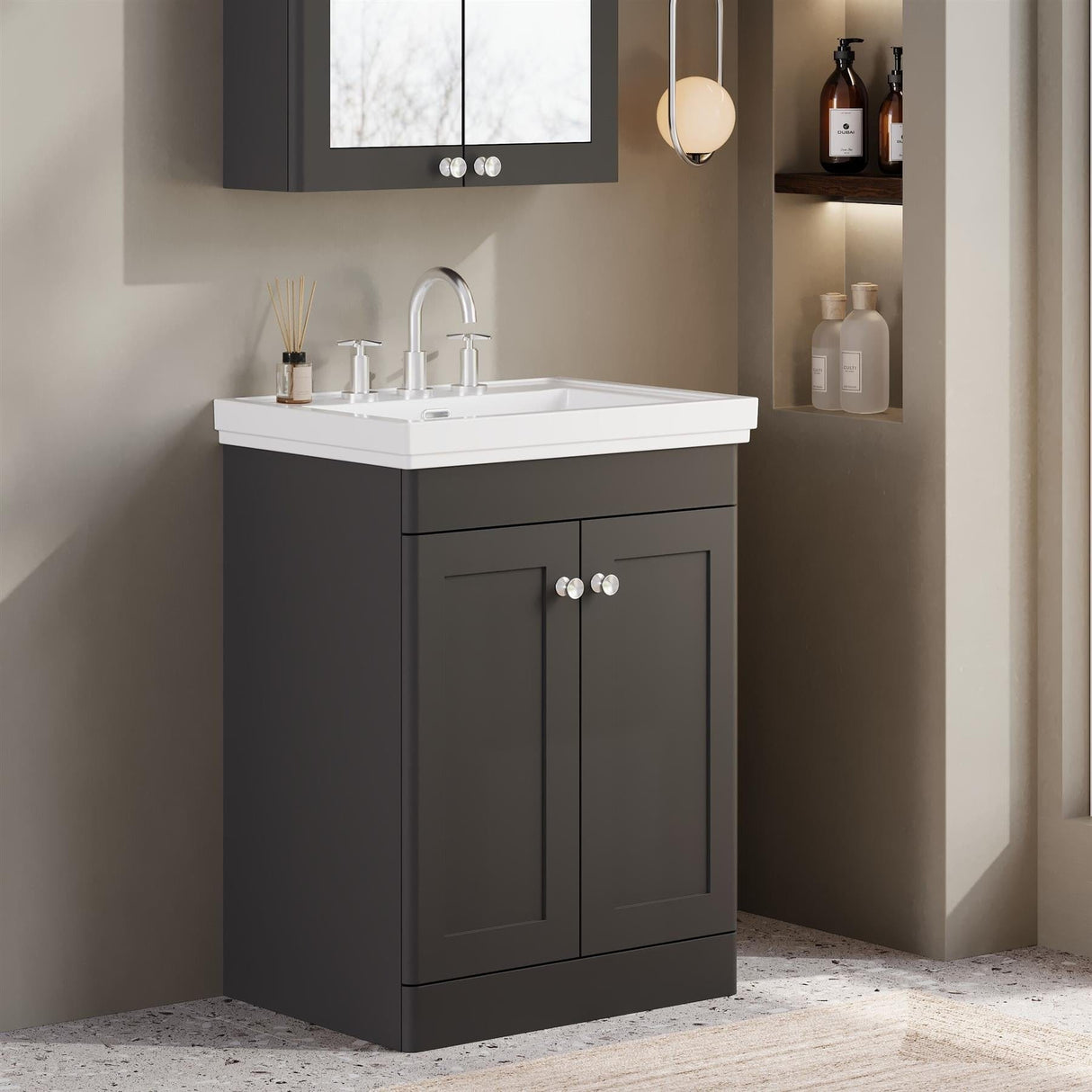 Aquarius Bathrooms Floor Standing Vanity Unit Aquarius Leighton 500mm Floor Standing Two Door Vanity Unit with Basin