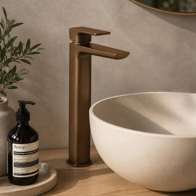 Aquarius Bathrooms Tall Basin Tap Brushed Bronze Aquarius Hydro Tall Mono Basin Mixer Tap