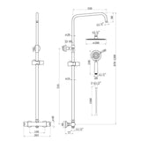 Aquarius Exposed Thermostatic Bar Shower Overhead and Handheld Shower in Matt Black