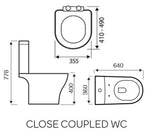 Aquarius K-Series Rimless Open Back Close Coupled Toilet with Soft Close Seat