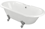 Aquarius Bathrooms Freestanding Bath Aquarius Timeless Luxury Freestanding Double Ended 2TH Bath With Chrome Feet 1690mm