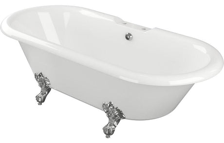 Aquarius Bathrooms Freestanding Bath Aquarius Timeless Luxury Freestanding Double Ended 2TH Bath With Chrome Feet 1690mm
