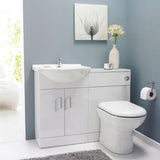 Aquarius Floor Standing Vanity Unit Aquarius Canberra 1050mm 2 Door Floor Standing Vanity Unit and Back to Wall WC Unit Combination with 1 Tap Hole Round Basin
